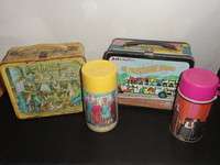 Vintage THE WALTONS & THE PARTRIDGE FAMILY Metal Lunch Box & Thermos 