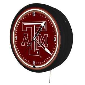 Texas AM Aggies   College 20 Metal encased Neon Clock  