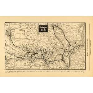  1891 Ad Burlington Railway Route Midwest Map P S Eustis 