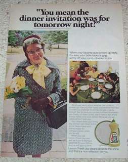 1975 Joy dish washing soap   Aunt early for Dinner AD  