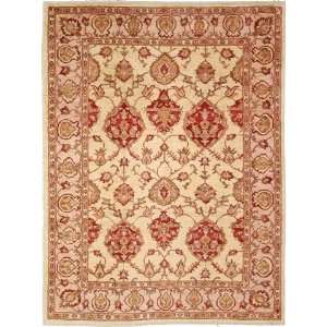  75 x 99 Ivory Hand Knotted Wool Ziegler Rug: Furniture 