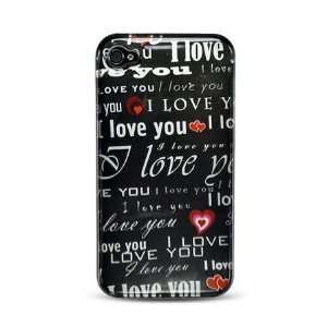  iPhone 4 Graphic Case   I Love You ( Black ): Cell Phones 
