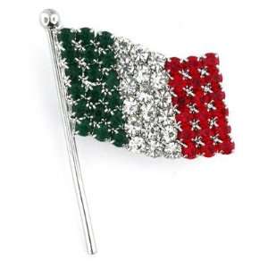  Rhinestone Italian Flag Pin Jewelry