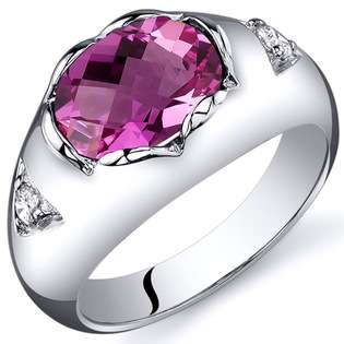 Peora Oval Checkerboard Cut 2.50 carats Pink Sapphire Ring in Sterling 