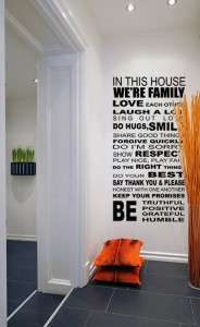 HOUSE RULE WALL QUOTE DECAL for your home or business,apply area H 