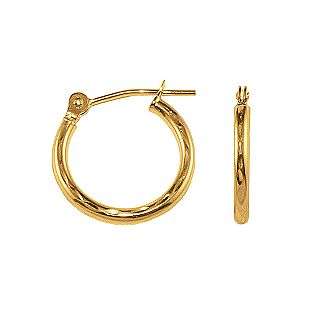 ²1MM Mesh Round Diamond Cut Earrings 10K Yellow Gold.  Jewelry 