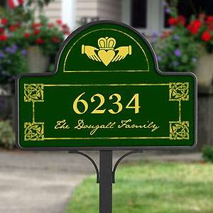 Irish Claddagh Personalized Address Plaque   Yard Stake  Outdoor 
