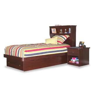 Berg Furniture Twin Platform Bed with Storage Drawer Bookcase 