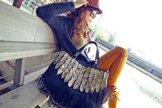   Fashion Woman Leopard Fringe Satchel Handbag Shoulder Tote Bag New