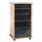 Wood Technology 5 Shelf Solid Hardwood Audio Cabinet in Oak