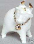 Lomonosov Porcelain Figurine White Bull with Gold Bell  