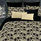 Veratex Flower Skulls Comforter Set in Black / Tan   Size Twin