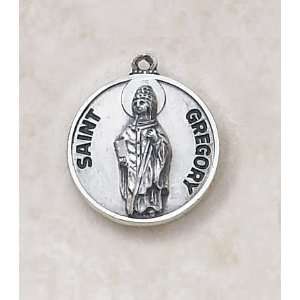  Sterling Silver St. Gregory with 20 Chain, 3/4 Diam 