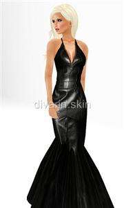   LEATHER HOBBLE MERMAID EVENING GOWN COCKTAIL WEDDING DRESS CUIR  