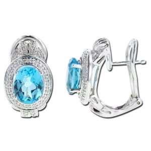  Blue Topaz Diamond Earrings Jewelry