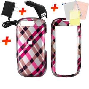  For Samsung Highlight Plaid Hot Pink Accessory Bundle 