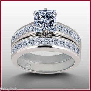 09 Ct. Princess Diamond Bridal Ring Set H VVS1 GIA  