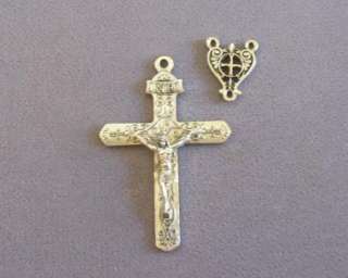 Rosary CENTER & CRUCIFIX Set ~ Wedding Heart Scroll  