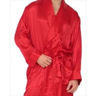 Intimo Mens Classic Silk Robe, Red, Small 