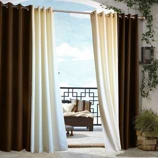   Solid Grommet Top Curtain Panel in Chocolate   Size 84 H x 50 W