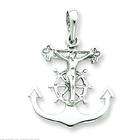 FindingKing 14K Gold Mariners Cross Red CZ Pendant