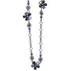 Jewelry Adviser necklaces Black plated Lt & Dk Blue Crystal Flower 36 