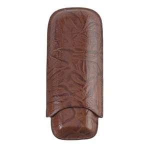   Fossil Leaf Pattern Italian Leather 2 Finger Cigar Case: Electronics