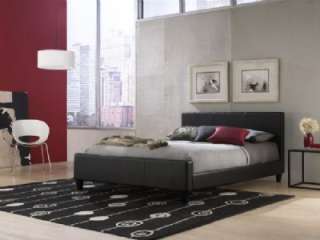 Queen Size Leather Euro Bed   Black  