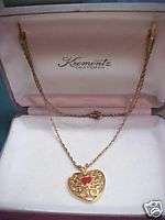 Krementz GOLDTONE HEART Necklace Original Jewelers Case  