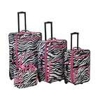 Rockland Fashion Expandable 4 Piece Luggage Set   Pink Zebra