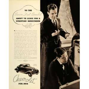 1934 Ad Vintage Chevrolet Cars Beacon Street Benedict   Original Print 