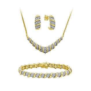   Silver Necklace, Bracelet, and Earring Set  Jewelry Diamonds Sets