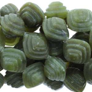 Olive Jade  Diamond Shaped Carved   20mm Diameter, No Grade   Sold by 
