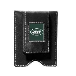  New York Jets Black Leather Money Clip & Card Case Sports 