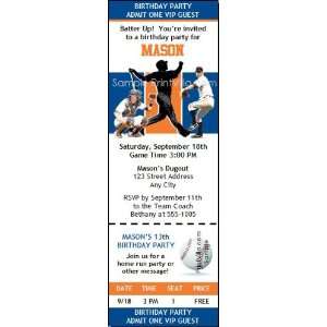 New York Mets Colored Ticket Invitation