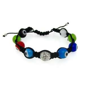   Crystal Bead Multi Colored Evil Eye Beads Adjustable Bracelet: Jewelry