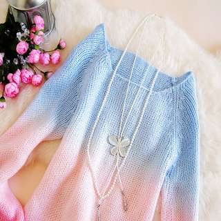 New Magazine Design Gradient Colors Knit Sweater Top Outerwear 2 