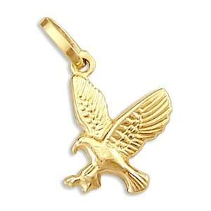  14k Yellow Gold Eagle Bird Charm Pendant New Small 