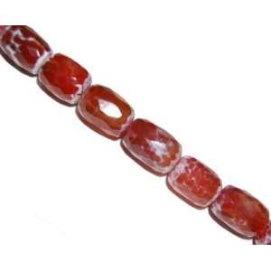  Red fire agate faceted drum beads, 18x13mm, sold per 16 