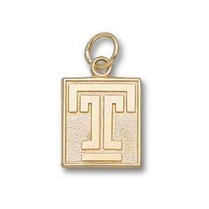 Temple Owls Square T 1/2 Charm   10KT Gold Jewelry  
