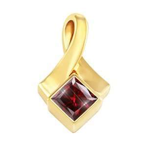   Platinum Pendant with Deep Red Diamond 1 carat Princess cut: Jewelry