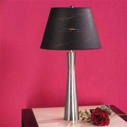  Table Lamp in Brushed Nickel Finish with Kurt Barrel Paper Shade 