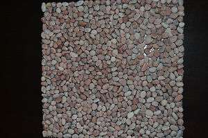 Natural stone river rock mini pebble mosaic tile (pink)  