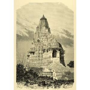   Temple Architecture Khajuraho India Art   Original Wood Engraving