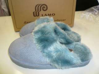 Lamo Design Footwear Womens Fur Slippers, Blue Size SM  