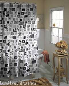 NEW Black Geometric Sparkle Design Shower Curtain 19666  