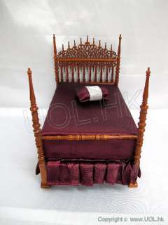 Scale Regal 4 Poster Bed For Doll House Finished In Walnut  