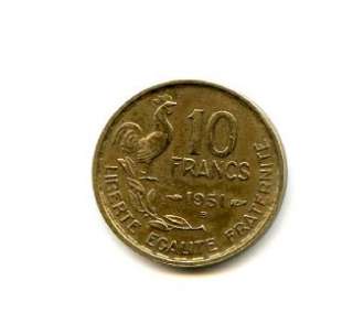 1951 France 10 Francs 1 Coin Nice m  