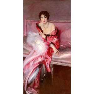   name Portrait Of Madame Juillard In Red, By Boldini Giovanni