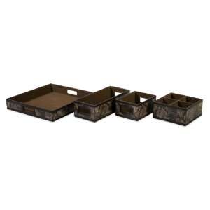  Set of 4 Chic Faux Snakeskin Desk Tray Organizers